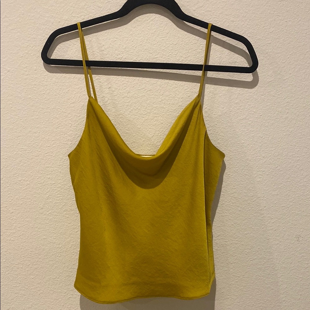 Mustard Cowl Neck Spaghetti Strap Top